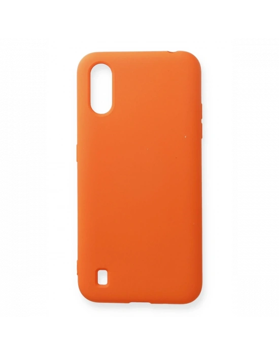 Newface Samsung Galaxy A01 Kılıf Nano içi Kadife Silikon - Turuncu