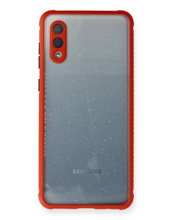 Newface Samsung Galaxy A02 Kılıf Miami Şeffaf Silikon - Kırmızı