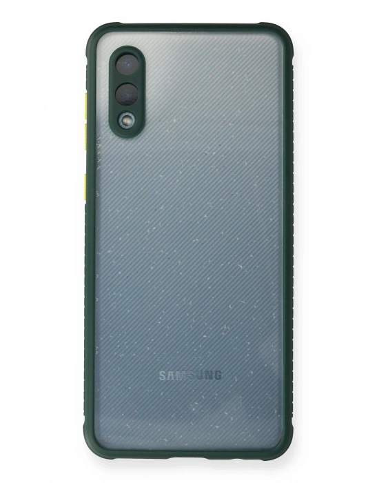 Newface Samsung Galaxy A02 Kılıf Miami Şeffaf Silikon - Koyu Yeşil