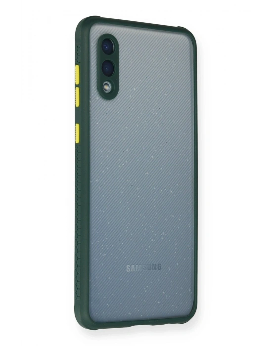 Newface Samsung Galaxy A02 Kılıf Miami Şeffaf Silikon - Koyu Yeşil