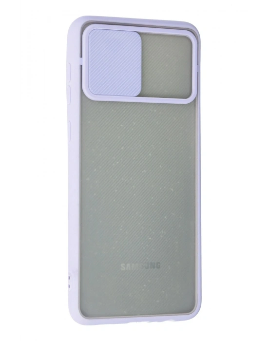 Newface Samsung Galaxy A02 Kılıf Palm Buzlu Kamera Sürgülü Silikon - Lila