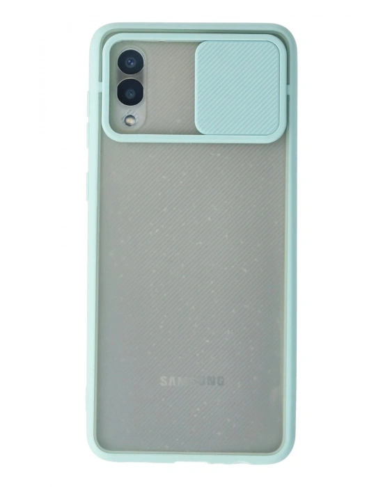 Newface Samsung Galaxy A02 Kılıf Palm Buzlu Kamera Sürgülü Silikon - Turkuaz