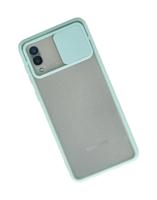 Newface Samsung Galaxy A02 Kılıf Palm Buzlu Kamera Sürgülü Silikon - Turkuaz