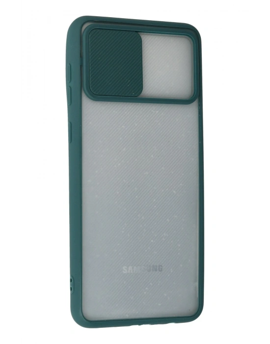 Newface Samsung Galaxy A02 Kılıf Palm Buzlu Kamera Sürgülü Silikon - Yeşil
