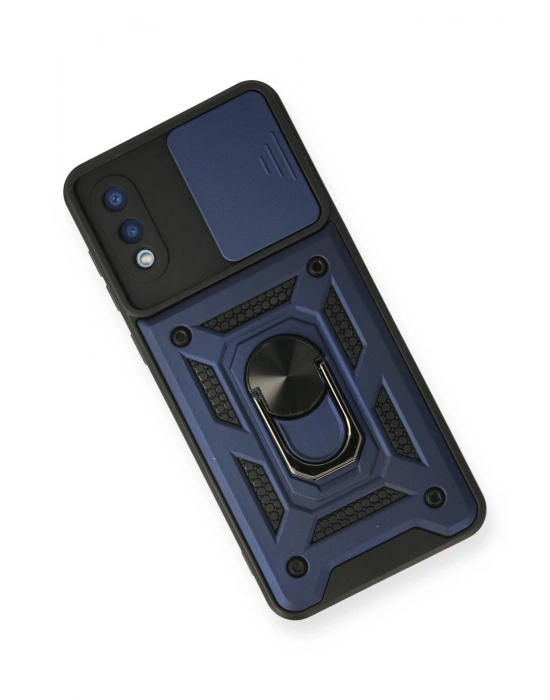 Newface Samsung Galaxy A02 Kılıf Pars Lens Yüzüklü Silikon - Lacivert