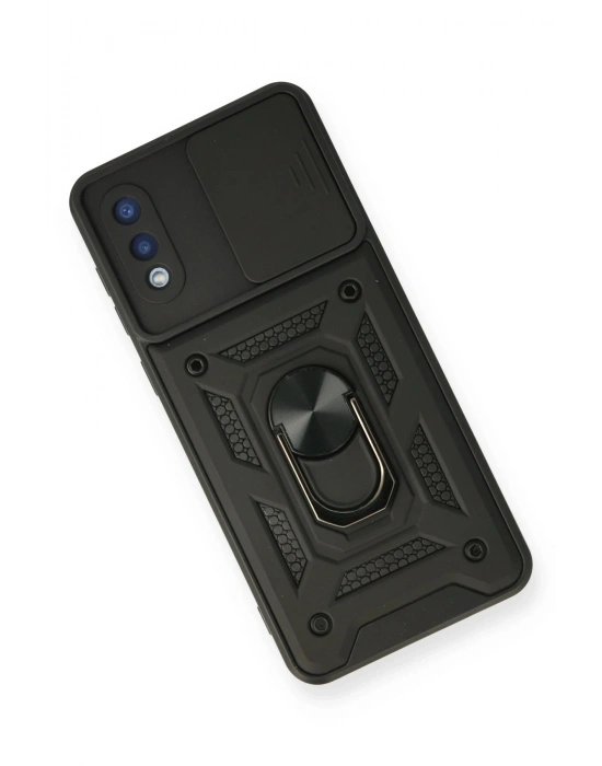 Newface Samsung Galaxy A02 Kılıf Pars Lens Yüzüklü Silikon - Siyah