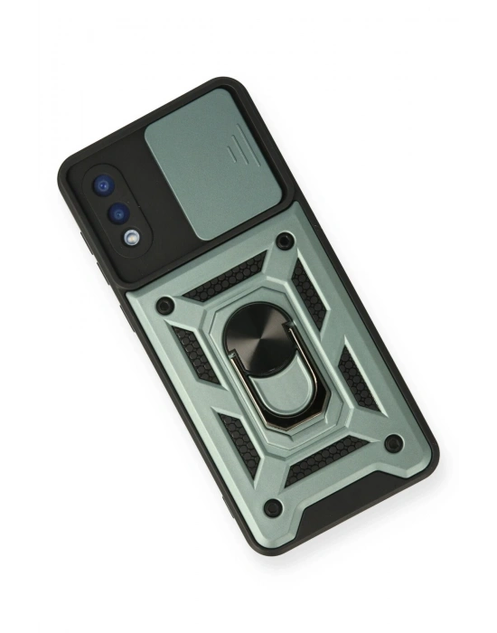 Newface Samsung Galaxy A02 Kılıf Pars Lens Yüzüklü Silikon - Yeşil