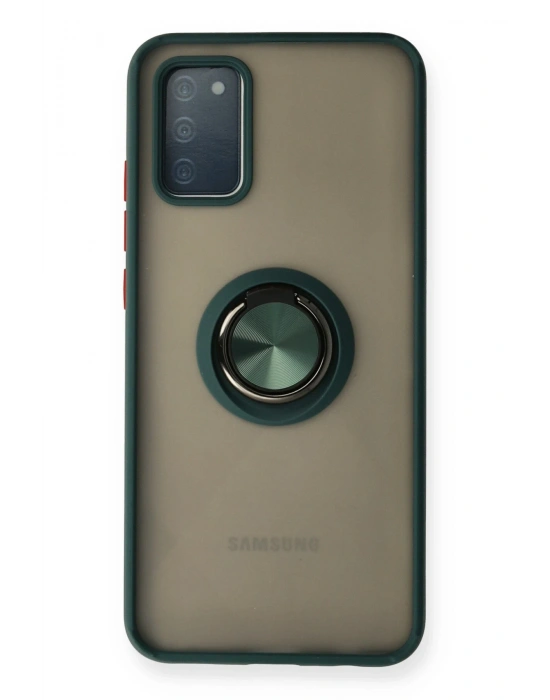 Newface Samsung Galaxy A02S Kılıf Montreal Yüzüklü Silikon Kapak - Yeşil