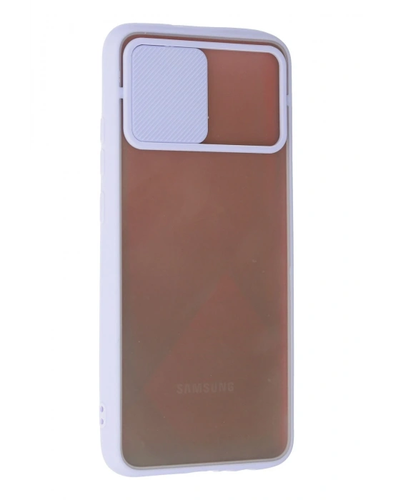 Newface Samsung Galaxy A02S Kılıf Palm Buzlu Kamera Sürgülü Silikon - Lila