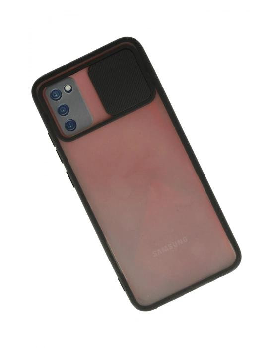 Newface Samsung Galaxy A02S Kılıf Palm Buzlu Kamera Sürgülü Silikon - Siyah