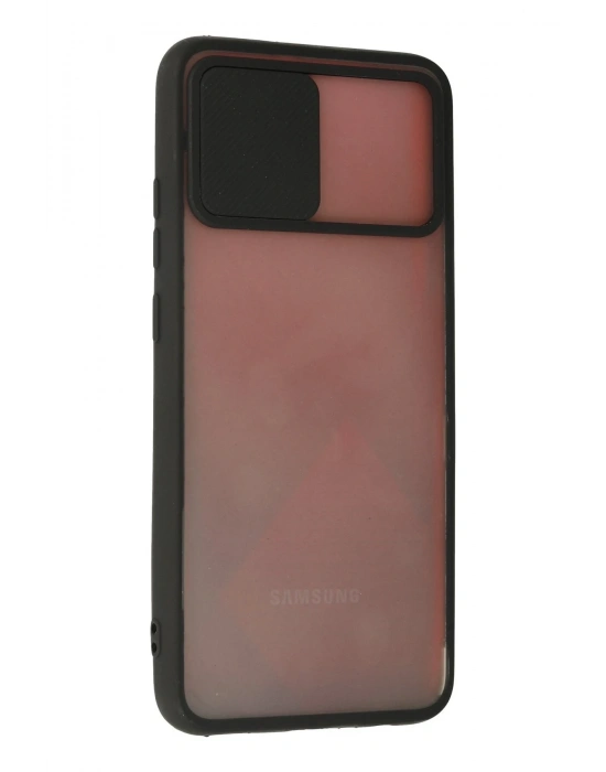Newface Samsung Galaxy A02S Kılıf Palm Buzlu Kamera Sürgülü Silikon - Siyah