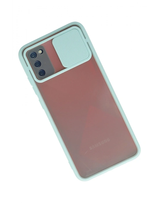 Newface Samsung Galaxy A02S Kılıf Palm Buzlu Kamera Sürgülü Silikon - Turkuaz