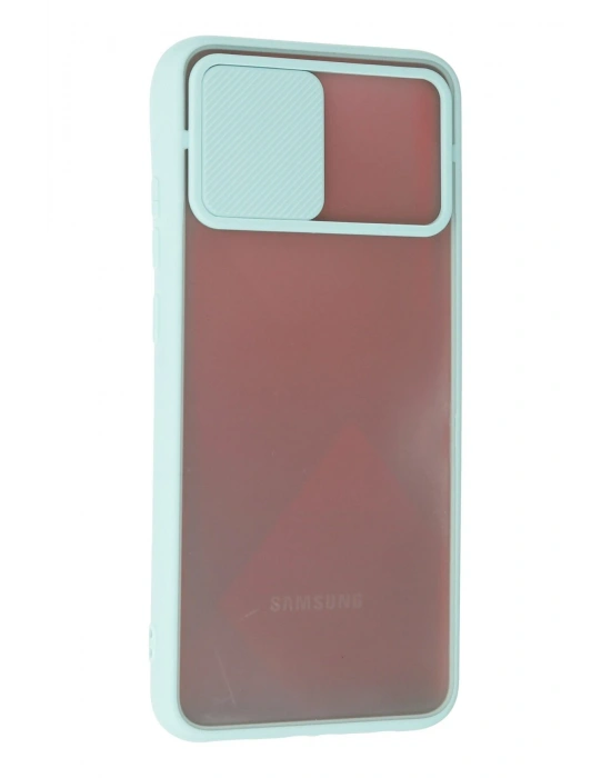 Newface Samsung Galaxy A02S Kılıf Palm Buzlu Kamera Sürgülü Silikon - Turkuaz