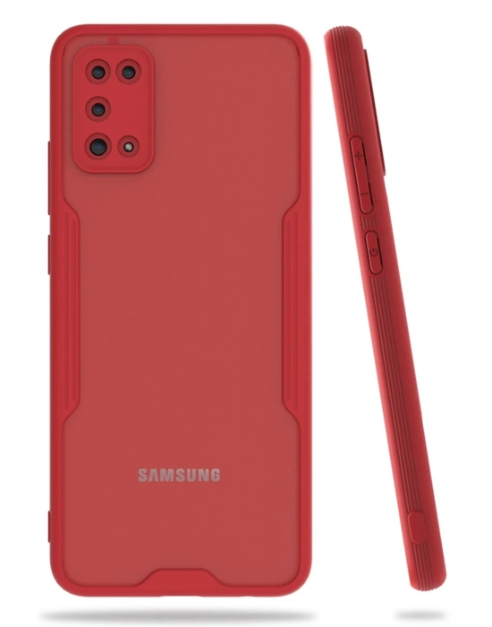 Newface Samsung Galaxy A02S Kılıf Platin Silikon - Kırmızı