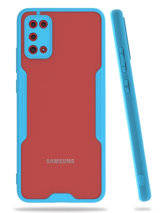 Newface Samsung Galaxy A02S Kılıf Platin Silikon - Mavi