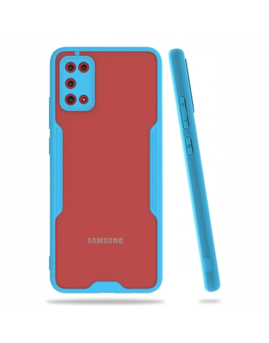 Newface Samsung Galaxy A02S Kılıf Platin Silikon - Mavi