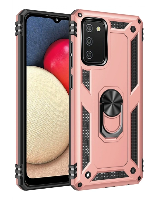 Newface Samsung Galaxy A02S Kılıf Sofya Yüzüklü Silikon Kapak - Rose