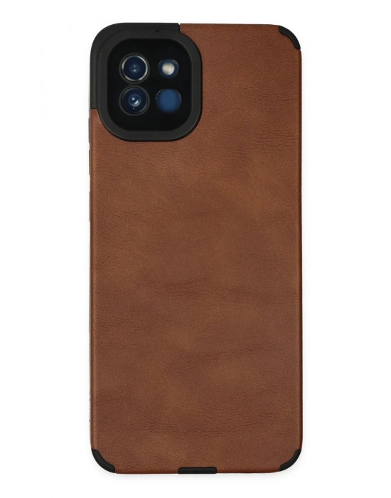 Newface Samsung Galaxy A03 Kılıf Loop Deri Silikon - Kahverengi