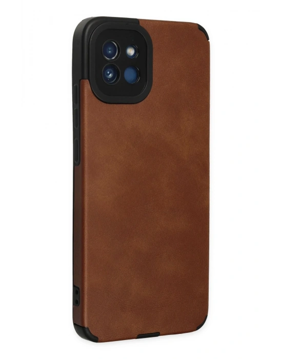 Newface Samsung Galaxy A03 Kılıf Loop Deri Silikon - Kahverengi