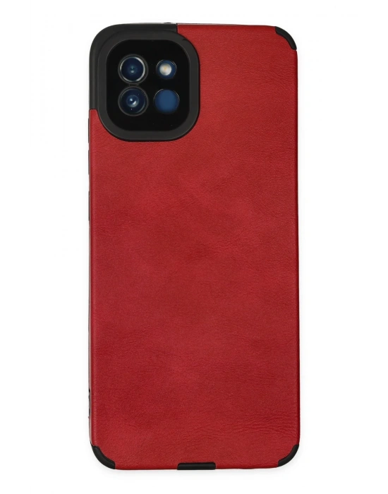 Newface Samsung Galaxy A03 Kılıf Loop Deri Silikon - Kırmızı