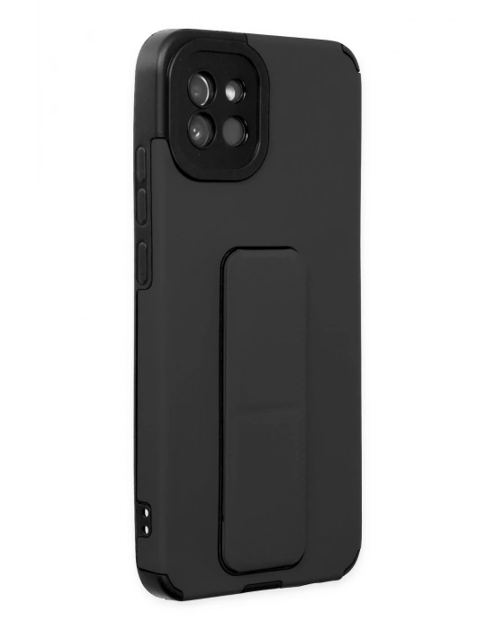 Newface Samsung Galaxy A03 Kılıf Mega Standlı Silikon - Siyah