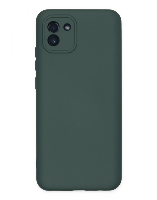 Newface Samsung Galaxy A03 Kılıf Nano içi Kadife Silikon - Koyu Yeşil