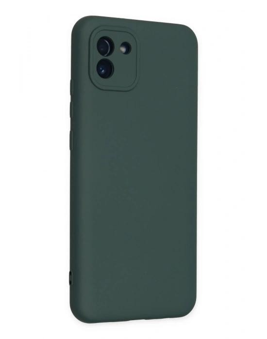 Newface Samsung Galaxy A03 Kılıf Nano içi Kadife Silikon - Koyu Yeşil