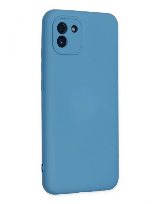 Newface Samsung Galaxy A03 Kılıf Nano içi Kadife Silikon - Mavi