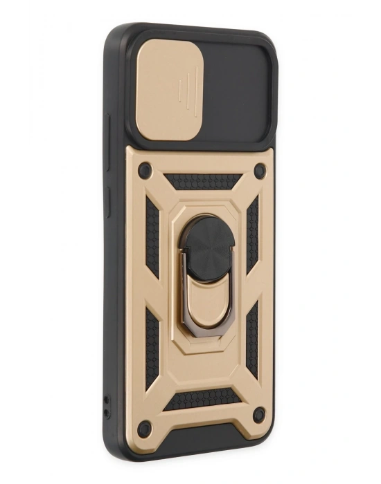 Newface Samsung Galaxy A03 Kılıf Pars Lens Yüzüklü Silikon - Gold