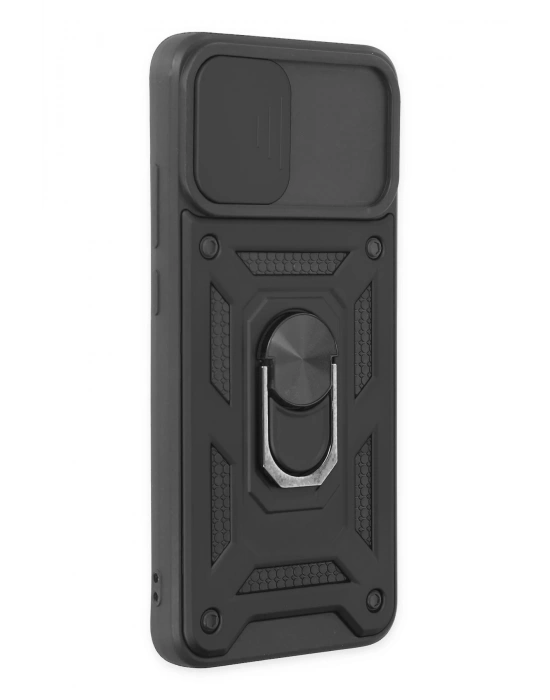 Newface Samsung Galaxy A03 Kılıf Pars Lens Yüzüklü Silikon - Siyah