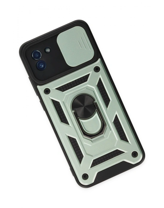 Newface Samsung Galaxy A03 Kılıf Pars Lens Yüzüklü Silikon - Yeşil