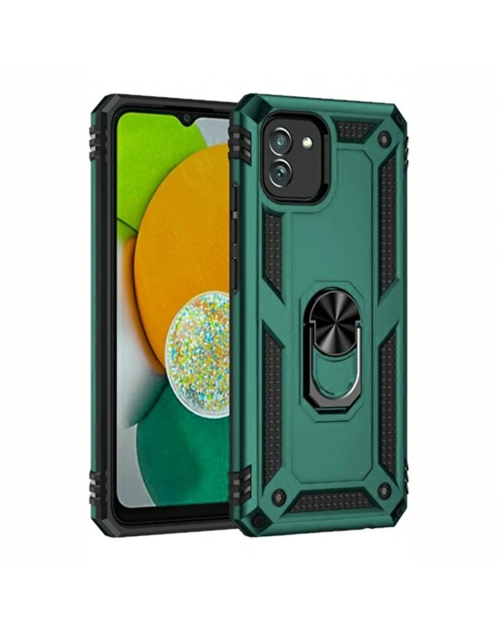 Newface Samsung Galaxy A03 Kılıf Sofya Yüzüklü Silikon Kapak - Yeşil