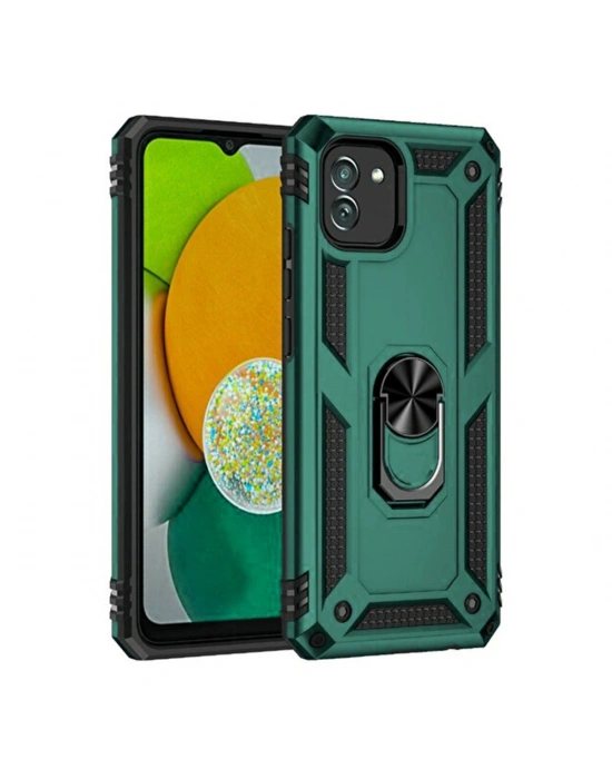 Newface Samsung Galaxy A03 Kılıf Sofya Yüzüklü Silikon Kapak - Yeşil