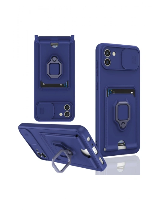 Newface Samsung Galaxy A03 Kılıf Zuma Kartvizitli Yüzüklü Silikon - Lacivert