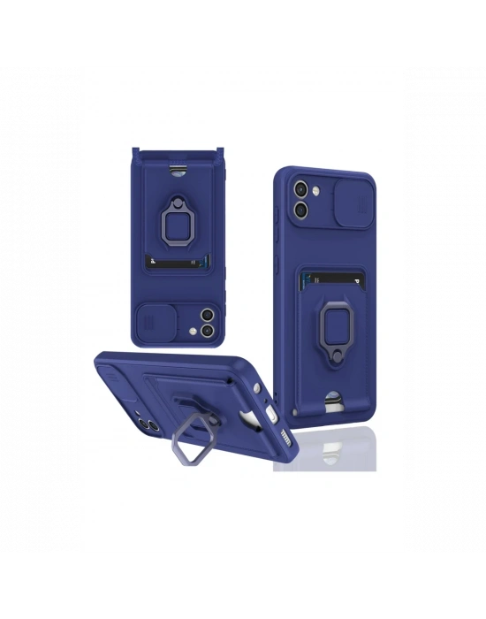 Newface Samsung Galaxy A03 Kılıf Zuma Kartvizitli Yüzüklü Silikon - Lacivert