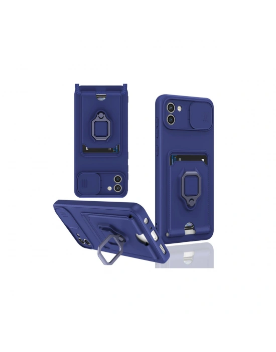 Newface Samsung Galaxy A03 Kılıf Zuma Kartvizitli Yüzüklü Silikon - Lacivert