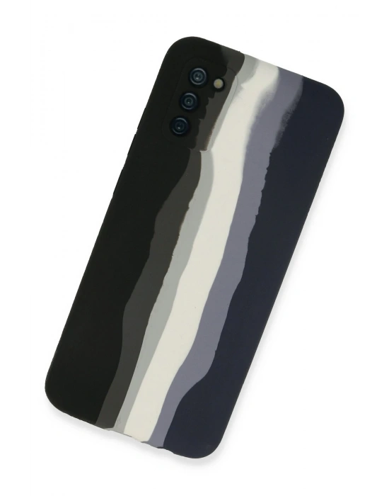 Newface Samsung Galaxy A03S Kılıf Ebruli Lansman Silikon - Siyah-Lacivert