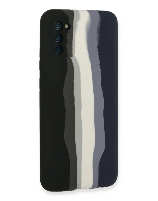 Newface Samsung Galaxy A03S Kılıf Ebruli Lansman Silikon - Siyah-Lacivert