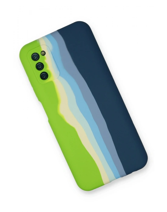 Newface Samsung Galaxy A03S Kılıf Ebruli Lansman Silikon - Yeşil-Koyu Yeşil