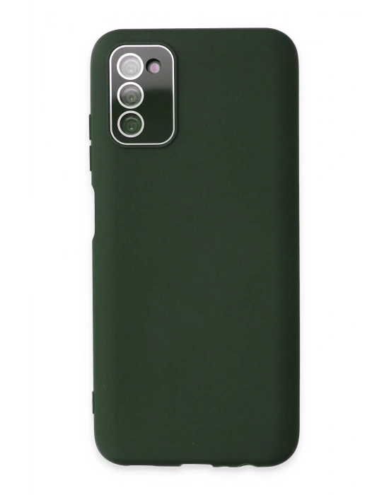 Newface Samsung Galaxy A03S Kılıf Lansman Glass Kapak - Koyu Yeşil