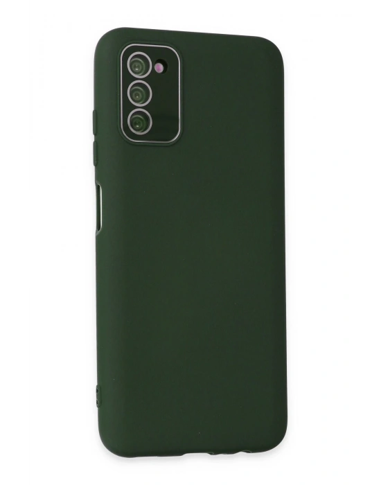 Newface Samsung Galaxy A03S Kılıf Lansman Glass Kapak - Koyu Yeşil