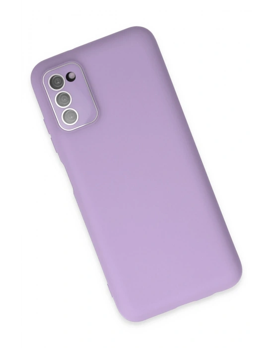 Newface Samsung Galaxy A03S Kılıf Lansman Glass Kapak - Lila