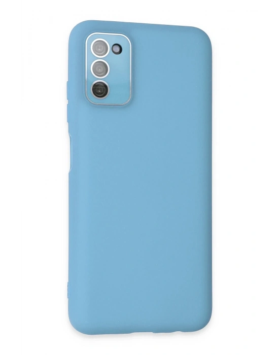 Newface Samsung Galaxy A03S Kılıf Lansman Glass Kapak - Mavi