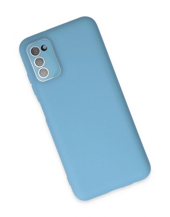 Newface Samsung Galaxy A03S Kılıf Lansman Glass Kapak - Mavi