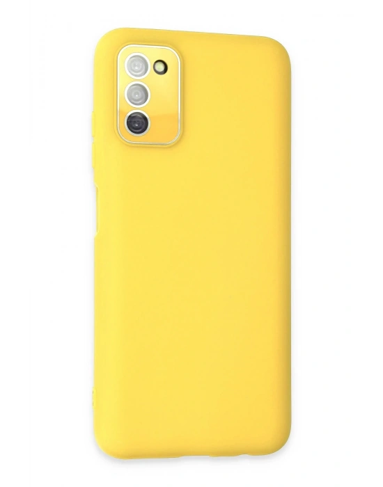 Newface Samsung Galaxy A03S Kılıf Lansman Glass Kapak - Sarı