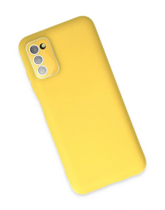 Newface Samsung Galaxy A03S Kılıf Lansman Glass Kapak - Sarı
