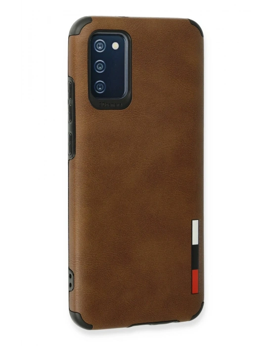 Newface Samsung Galaxy A03S Kılıf Loop Deri Silikon - Kahverengi