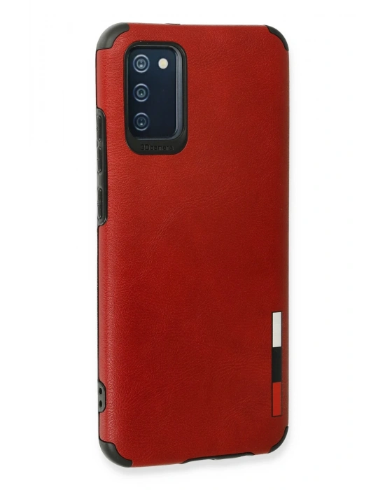 Newface Samsung Galaxy A03S Kılıf Loop Deri Silikon - Kırmızı