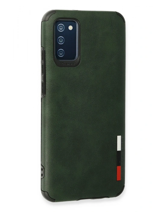 Newface Samsung Galaxy A03S Kılıf Loop Deri Silikon - Yeşil