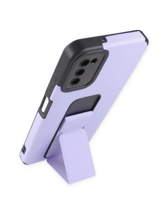 Newface Samsung Galaxy A03S Kılıf Mega Standlı Silikon - Lila